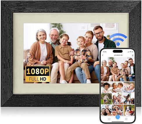 إطار صور رقمي من Laview مقاس 10.1 بوصة، شاشة لمس WiFi IPS، ذاكرة مدمجة سعة 16 جيجابايت، عرض شرائح ومشاركة الصور أو مقاطع الفيديو على الفور عبر التطبيق من أي مكان، هدية للأصدقاء والعائلة in Kuwait