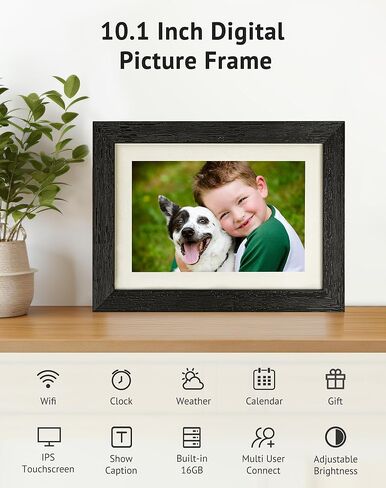 إطار صور رقمي من Laview مقاس 10.1 بوصة، شاشة لمس WiFi IPS، ذاكرة مدمجة سعة 16 جيجابايت، عرض شرائح ومشاركة الصور أو مقاطع الفيديو على الفور عبر التطبيق من أي مكان، هدية للأصدقاء والعائلة in Kuwait