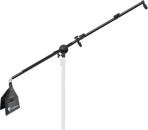 LimoStudio Boom Arm with Light Stand Tripod Mount, Max 82 inch Long Crossbar Arm, Length Adjustable, Compatible with Any Tripod Stand, Counter Weight Sand Bag, AGG289 in Kuwait