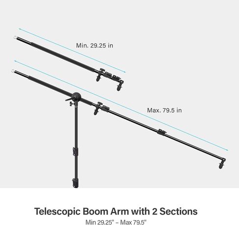 LimoStudio Boom Arm with Light Stand Tripod Mount, Max 82 inch Long Crossbar Arm, Length Adjustable, Compatible with Any Tripod Stand, Counter Weight Sand Bag, AGG289 in Kuwait