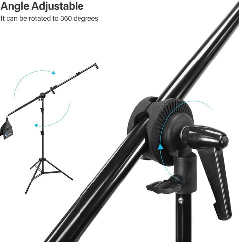 LimoStudio Boom Arm with Light Stand Tripod Mount, Max 82 inch Long Crossbar Arm, Length Adjustable, Compatible with Any Tripod Stand, Counter Weight Sand Bag, AGG289 in Kuwait