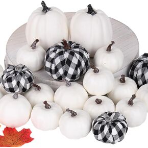 c appok زخارف الخريف اليقطين الأبيض الاصطناعي، 21pcs أحجام متنوعة القرع وهمية لديكور عيد الهالوين، فو ريفي حصاد اليقطين لعيد الشكر الخريف داخلي في الهواء الطلق ديكور المنزل in Kuwait