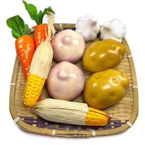 10 قطع من الخضروات الاصطناعية، بطاطس وهمية وجزر وثوم وبصل ذرة، خضروات مزيفة واقعية نابضة بالحياة لتزيين المطبخ in Kuwait