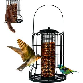 iPetba All Metal Squirrel Proof Bird Feeder for Outside Hanging，Winter Wild Bird Feeders with Porous Feeding Ports for Outdoors Capacity Bird Food for Small Birds Chew Proof and Rust Proof in Kuwait