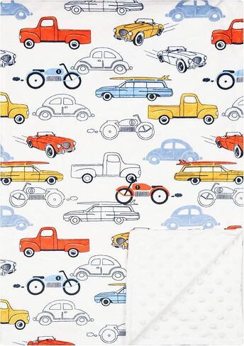 بطانية مينكي للأطفال، بطانية من فرو المنك الفخم، بطانية سرير الحضانة مع دعم منقط للطفل الصبي والطفلة مقاس 30 × 40 بوصة (سيارة) in Kuwait