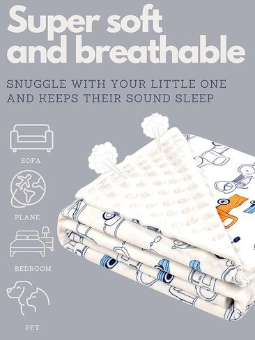 بطانية مينكي للأطفال، بطانية من فرو المنك الفخم، بطانية سرير الحضانة مع دعم منقط للطفل الصبي والطفلة مقاس 30 × 40 بوصة (سيارة) in Kuwait