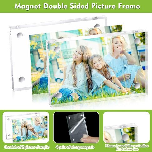 24 Pcs Mini Acrylic Picture Frames 2x3, Clear Magnetic Acrylic Frame for Fujifilm Instax Double Sided Wallet Small Desktop Display Photo Block for Home Office Wedding (2 x 3 Inch) in Kuwait