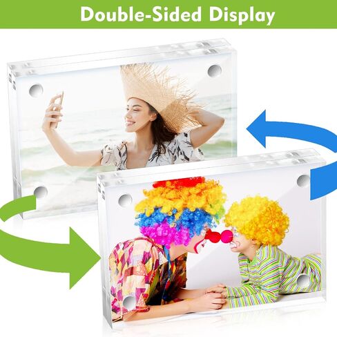 24 Pcs Mini Acrylic Picture Frames 2x3, Clear Magnetic Acrylic Frame for Fujifilm Instax Double Sided Wallet Small Desktop Display Photo Block for Home Office Wedding (2 x 3 Inch) in Kuwait