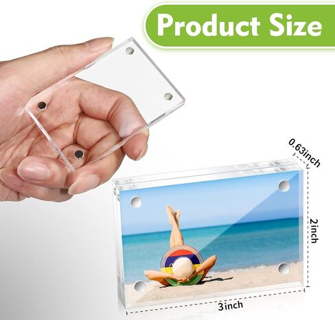 24 Pcs Mini Acrylic Picture Frames 2x3, Clear Magnetic Acrylic Frame for Fujifilm Instax Double Sided Wallet Small Desktop Display Photo Block for Home Office Wedding (2 x 3 Inch) in Kuwait