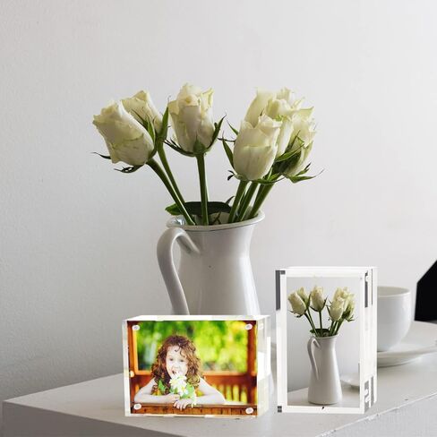 24 Pcs Mini Acrylic Picture Frames 2x3, Clear Magnetic Acrylic Frame for Fujifilm Instax Double Sided Wallet Small Desktop Display Photo Block for Home Office Wedding (2 x 3 Inch) in Kuwait