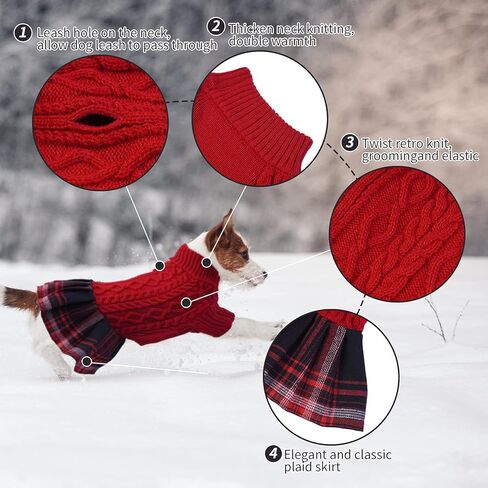 سترة FUAMEY للكلاب، سترة دافئة لعيد الميلاد للكلب، سترة كلاسيكية منقوشة بياقة مدورة، سترة تريكو للكلاب في الطقس البارد، بلوفر للكلاب الصغيرة والمتوسطة والجراء والقطط، وكلاب البلدغ، فصيل كورجي مع فتحة للمقود in Kuwait