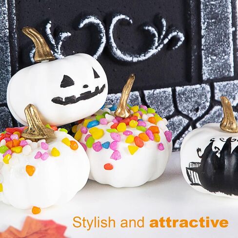 DomeStar 10PCS Artificial Pumpkins, Small White Pumpkins Foam Pumpkins Decorative Pumpkins with Detachable Stems for Halloween Thanksgiving DIY Crafts Table Decor in Saudi Arabia