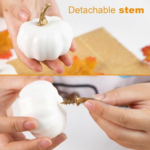 DomeStar 10PCS Artificial Pumpkins, Small White Pumpkins Foam Pumpkins Decorative Pumpkins with Detachable Stems for Halloween Thanksgiving DIY Crafts Table Decor in Saudi Arabia