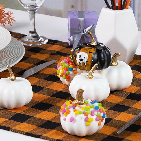 DomeStar 10PCS Artificial Pumpkins, Small White Pumpkins Foam Pumpkins Decorative Pumpkins with Detachable Stems for Halloween Thanksgiving DIY Crafts Table Decor in Saudi Arabia