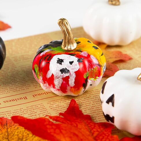 DomeStar 10PCS Artificial Pumpkins, Small White Pumpkins Foam Pumpkins Decorative Pumpkins with Detachable Stems for Halloween Thanksgiving DIY Crafts Table Decor in Saudi Arabia