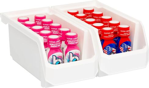 صناديق تخزين حاويات بلاستيكية من ReadySpace للخزانة أو المطبخ أو المكتب أو خزانة المؤن، متوسطة، 8 عبوات، بيضاء in Kuwait