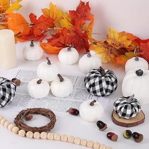 c appok زخارف الخريف اليقطين الأبيض الاصطناعي، 21pcs أحجام متنوعة القرع وهمية لديكور عيد الهالوين، فو ريفي حصاد اليقطين لعيد الشكر الخريف داخلي في الهواء الطلق ديكور المنزل in Kuwait
