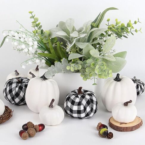 c appok زخارف الخريف اليقطين الأبيض الاصطناعي، 21pcs أحجام متنوعة القرع وهمية لديكور عيد الهالوين، فو ريفي حصاد اليقطين لعيد الشكر الخريف داخلي في الهواء الطلق ديكور المنزل in Kuwait