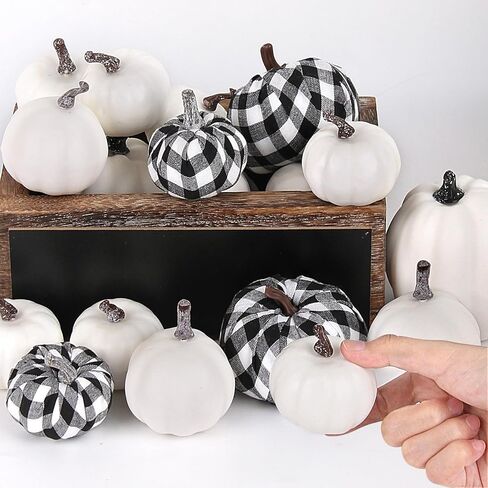 c appok زخارف الخريف اليقطين الأبيض الاصطناعي، 21pcs أحجام متنوعة القرع وهمية لديكور عيد الهالوين، فو ريفي حصاد اليقطين لعيد الشكر الخريف داخلي في الهواء الطلق ديكور المنزل in Kuwait