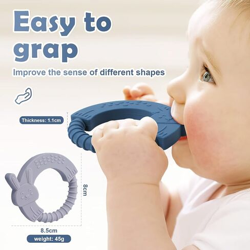 ألعاب التسنين للأطفال من عمر 0 ​​إلى 6 و6 إلى 12 شهرًا، مجموعة هدايا عضاضة للأطفال من TYRY.H، سيليكون خالٍ من مادة BPA، سهلة التنظيف لتخفيف آلام الأسنان، عبوتان (موس أزرق وأرنب لافندر) in Kuwait