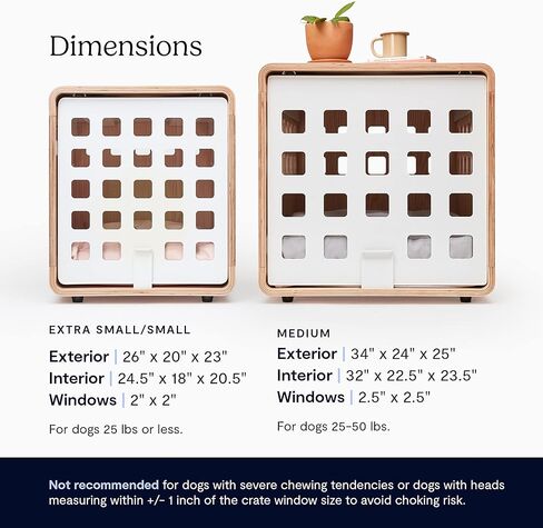 قفص خشبي فاخر للكلاب من FABLE - باب معدني أبيض يمكن تخزينه - عرين طبيعي مع تدفق هواء رائع - تصميم سلس يمكن استخدامه كطاولة نهاية لقفص الكلاب - صغير جدًا/صغير جدًا in Kuwait