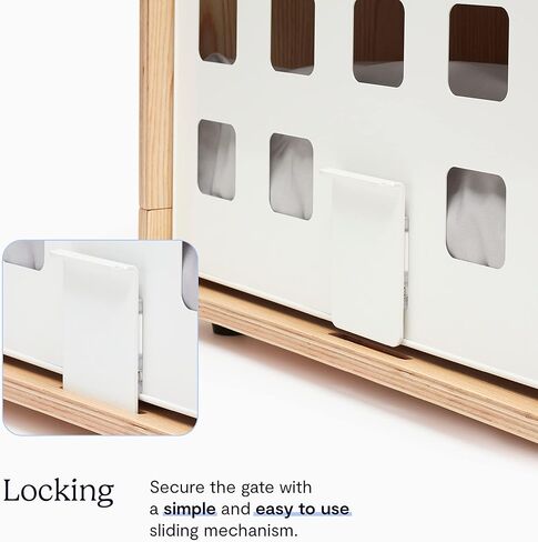 قفص خشبي فاخر للكلاب من FABLE - باب معدني أبيض يمكن تخزينه - عرين طبيعي مع تدفق هواء رائع - تصميم سلس يمكن استخدامه كطاولة نهاية لقفص الكلاب - صغير جدًا/صغير جدًا in Kuwait