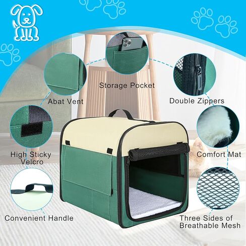 Soft Portable Dog Crate for Small Dogs, Foldable Dog Cat Playpen, Collapsible Dog Cage, Kennel Puppy Tent, Fit for Car Seats and Trunks, Ideal for Indoor Outdoor and Pets Travel in Kuwait