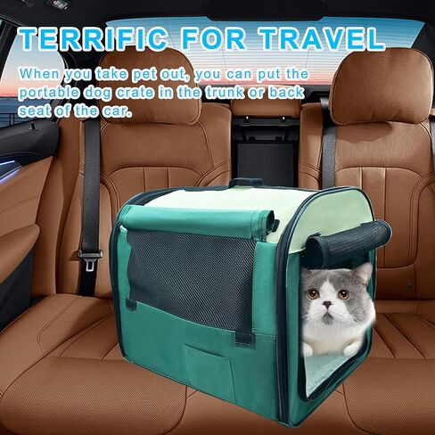 Soft Portable Dog Crate for Small Dogs, Foldable Dog Cat Playpen, Collapsible Dog Cage, Kennel Puppy Tent, Fit for Car Seats and Trunks, Ideal for Indoor Outdoor and Pets Travel in Kuwait