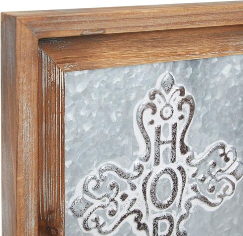 صليب معدني مجلفن، ديكور حائط خشبي ديني مسيحي (12 × 16 انش) in Kuwait