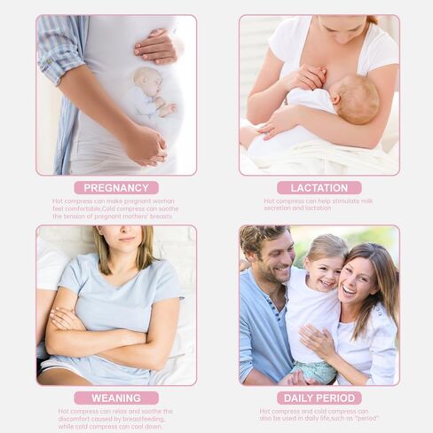 عبوات ثلج هلامية ساخنة/باردة من جل الثدي لتبريد الثدي/وسادات حرارية لتخفيف آلام الرضاعة الطبيعية، وآلام الرضاعة، والتهاب الضرع، والاحتقان، والتورم، والقنوات المسدودة | تعزيز إنتاج الحليب، 2 عبوة (وردي) in Kuwait