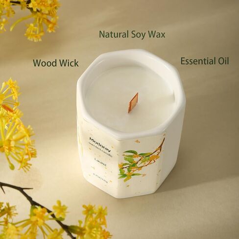 شمعة معطرة من مودوراي، شموع معطرة للمنزل، شمعة بخاصية اطلاق الروائح العلاجية، شموع صويا طبيعية تدوم طويلا، شموع بفتيل خشبي in Saudi Arabia