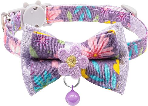 Cat Collars,HYQHYX Floral Bow Collar with Bell, Removable Cat Collar with Tie, Cute cat Collar for Cats and Puppies in Kuwait