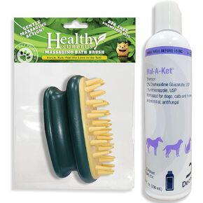 فرشاة تدليك الحيوانات الأليفة وشامبو الحيوانات الأليفة Mal-A-Ket 8 أونصة سائلة | للقطط والكلاب والخيول | باقة in Kuwait