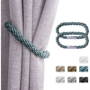 BGment Strong Magnetic Curtain Tiebacks Convenient Decorative Weave Rope Curtain Holdbacks for Home Office Window Draperies, 2 Pack, Beige