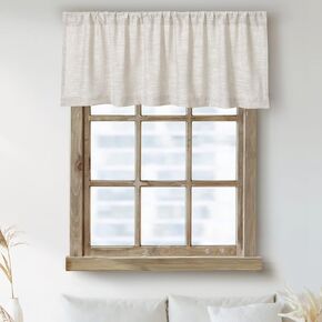 Kitchen Valances for Windows Modern Farmhouse Cotton Linen Valance Curtains Topper Country Rustic Bathroom Small Window Treatment Bohemian Decor (54x18 inch, Natural)