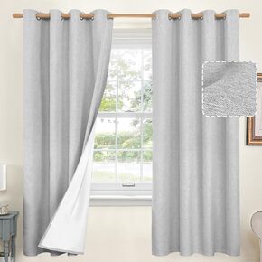 ستائر تعتيم كتان من كويماس لغرفة النوم بطول 63 بوصة لوحتين، ستائر معزولة حراريًا بنسبة 100% لمنع الضوء لتغميق الغرفة، ستائر نافذة بحلقات معدنية عازلة للصوت (52 × 63 بوصة، أبيض عاجي) in Kuwait