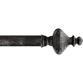 1-Inch Curtain Rod - Decorative Modern Turned Finials and Hardware for Home Decor - Adjustable to Fit 48 to 84-Inch Windows by Lavish Home (Black)