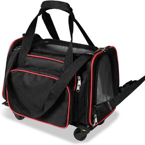 حاملة الحيوانات الأليفة المحمولة للسفر 3 في 1 من فلوبي دوج للكلاب والقطط، يصل وزنها إلى 12 رطلاً وطولها 10 بوصات. عجلات قابلة للإزالة، وحقيبة حمل ناعمة الجوانب وقابلة للتوسيع، ونوافذ تهوية شبكية ومعتمدة من شركات الطيران. in Kuwait