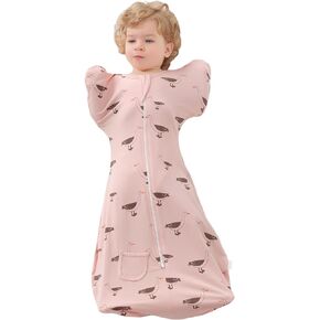 Baby Transition Swaddle Sack with 2-Way Zipper 100% Cotton Soft Comfortable Baby Swaddle Sack 1.0 TOG Blue Small 0-3 Months