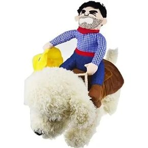 Halloween Cowboy Dog Cat Costume Clothes Novelty Funny Pets Party Cosplay Apparel Dog Riders Clothing (X-Large)