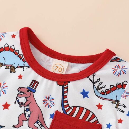Newborn Baby Boy Summer Clothes Short Sleeve Cartoon Dinosaur T-Shirt Top Shorts 2Pcs 4th of July Outfit in Saudi Arabia