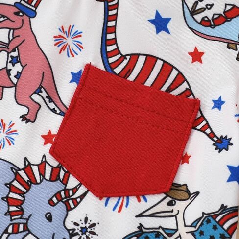 Newborn Baby Boy Summer Clothes Short Sleeve Cartoon Dinosaur T-Shirt Top Shorts 2Pcs 4th of July Outfit in Saudi Arabia