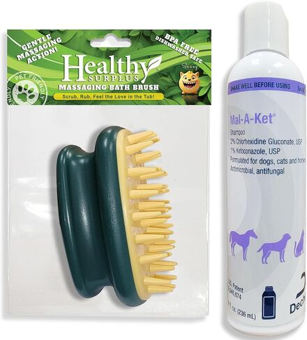 فرشاة تدليك الحيوانات الأليفة وشامبو الحيوانات الأليفة Mal-A-Ket 8 أونصة سائلة | للقطط والكلاب والخيول | باقة in Kuwait