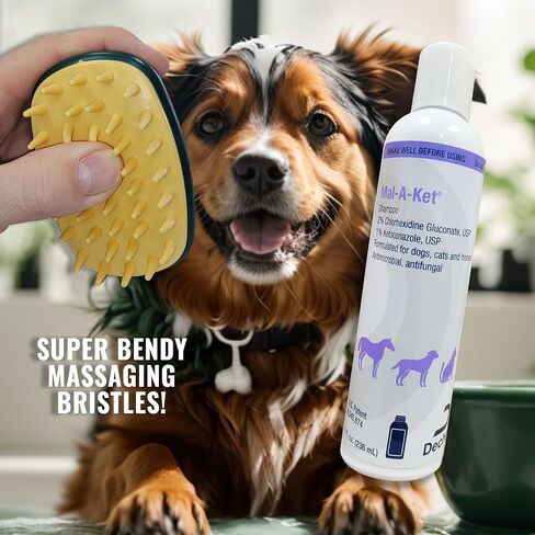 فرشاة تدليك الحيوانات الأليفة وشامبو الحيوانات الأليفة Mal-A-Ket 8 أونصة سائلة | للقطط والكلاب والخيول | باقة in Kuwait