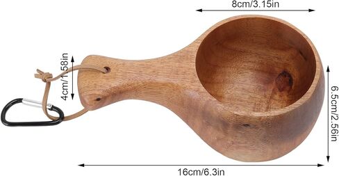 Wooden Cup,Nordic Style Wooden Mug,Handmade Camping Hiking Drinking Cup Portable for Coffee, Tea and Milk in Kuwait