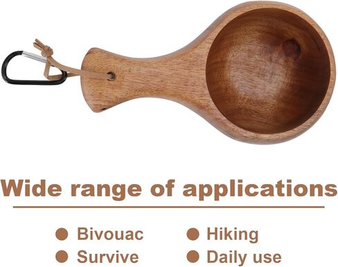 Wooden Cup,Nordic Style Wooden Mug,Handmade Camping Hiking Drinking Cup Portable for Coffee, Tea and Milk in Kuwait