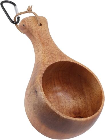 Wooden Cup,Nordic Style Wooden Mug,Handmade Camping Hiking Drinking Cup Portable for Coffee, Tea and Milk in Kuwait