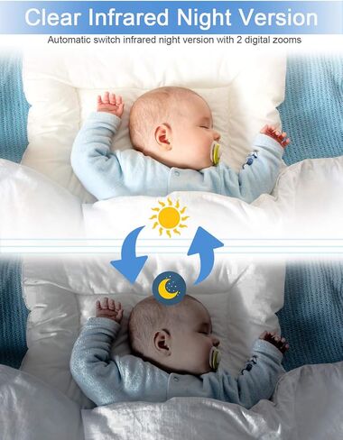 جهاز مراقبة الطفل، جهاز مراقبة الطفل بالفيديو مقاس 4.3 بوصة مع كاميرتين، رؤية ليلية، مراقبة درجة الحرارة، 5 تهويدات، محادثة ثنائية الاتجاه، وضع VOX، منبه لوقت التغذية، يدعم ما يصل إلى 4 كاميرات، ناقل حركة ثابت بطول 1000 قدم in Kuwait