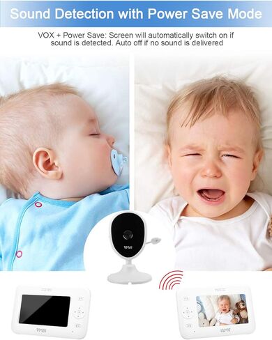 جهاز مراقبة الطفل، جهاز مراقبة الطفل بالفيديو مقاس 4.3 بوصة مع كاميرتين، رؤية ليلية، مراقبة درجة الحرارة، 5 تهويدات، محادثة ثنائية الاتجاه، وضع VOX، منبه لوقت التغذية، يدعم ما يصل إلى 4 كاميرات، ناقل حركة ثابت بطول 1000 قدم in Kuwait
