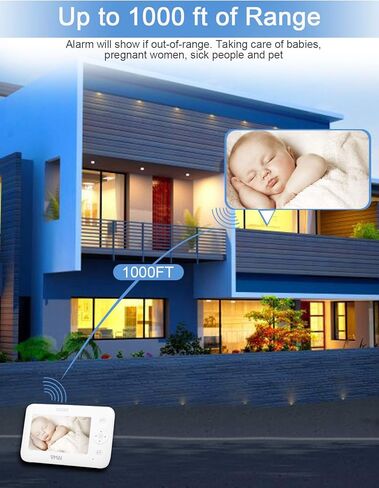 جهاز مراقبة الطفل، جهاز مراقبة الطفل بالفيديو مقاس 4.3 بوصة مع كاميرتين، رؤية ليلية، مراقبة درجة الحرارة، 5 تهويدات، محادثة ثنائية الاتجاه، وضع VOX، منبه لوقت التغذية، يدعم ما يصل إلى 4 كاميرات، ناقل حركة ثابت بطول 1000 قدم in Kuwait